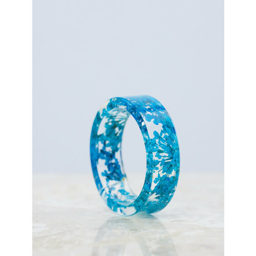 Кольцо, эпоксидная смола, размер 15, светло-голубой