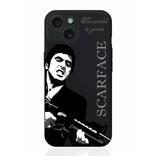 черный силиконовый чехол для honor 10i scarface tony montana лицо со шрамом для хонор 10ай Чехол для смартфона iPhone 15 черный силиконовый Scarface Tony Montana/ Лицо со шрамом