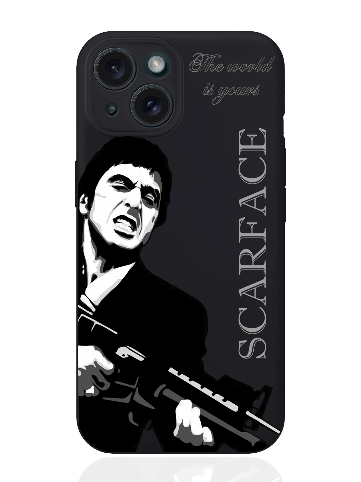 Чехол для смартфона iPhone 15 черный силиконовый Scarface Tony Montana/ Лицо со шрамом