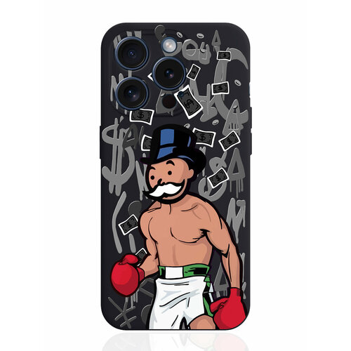 Чехол для смартфона iPhone 15 Pro черный силиконовый Monopoly Boxing/ Монополия Боксер чехол для смартфона realme 11 pro черный силиконовый monopoly boxing монополия боксер