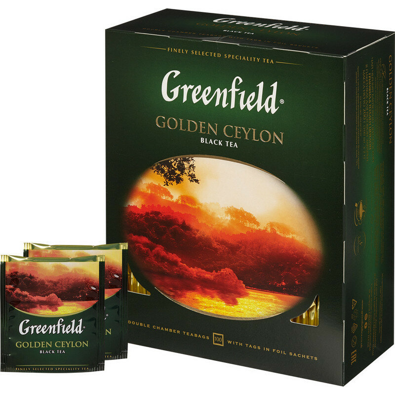 Чай Greenfield Golden Ceylon черный 100пак. карт/уп. (0581-09) - фото №7