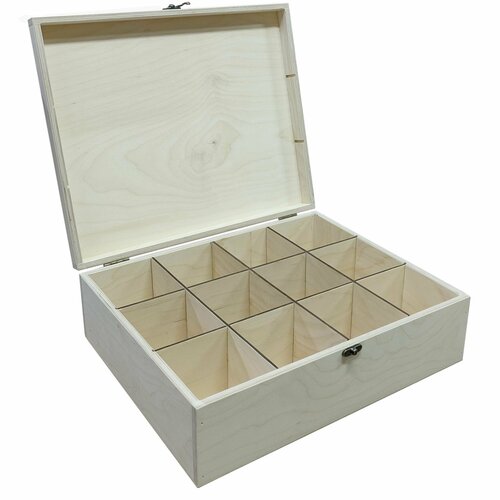 Ящик для хранения ZELwoodBOX, 37х31,5х12,5 см, натуральный, 12 секций