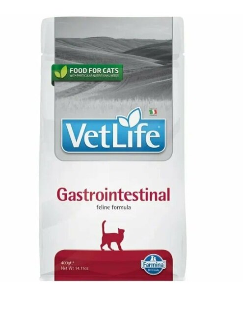 Сухой корм Farmina Vet Life Gastrointestinal Диета при проблемах ЖКТ для кошек 400 гр