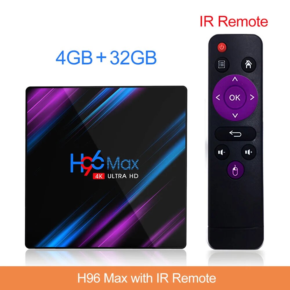 Смарт-ТВ H96 MAX RK3318, Android 11, 4 + 64 ГБ, Youtube, 2 + 16 Гб, 4GB32GB