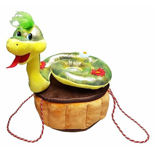 Мягкая игрушка-конфетница для подарков и конфет Новогодняя упаковка 1500 г Змея на пне Символ 2025 г 825₽