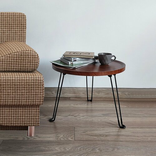 Стол МДФ журнальный 505238 см рама метал черный орех Baizheng 4667₽