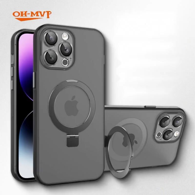 Чехол для iPhone 13 Pro Max (айфон 13 про макс) магнитный, совместимый с MagSafe (магсейф), противоударный, с кольцом подставкой — фото 1
