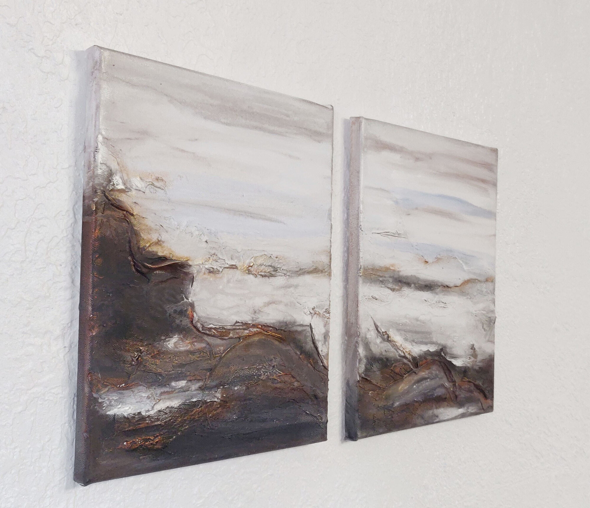 Картина интерьерная авторская. Диптих. 2 части размерами по 30 х 24 см каждая. Подарок. Декор интерьера. Ручная работа. В единственном экземпляре