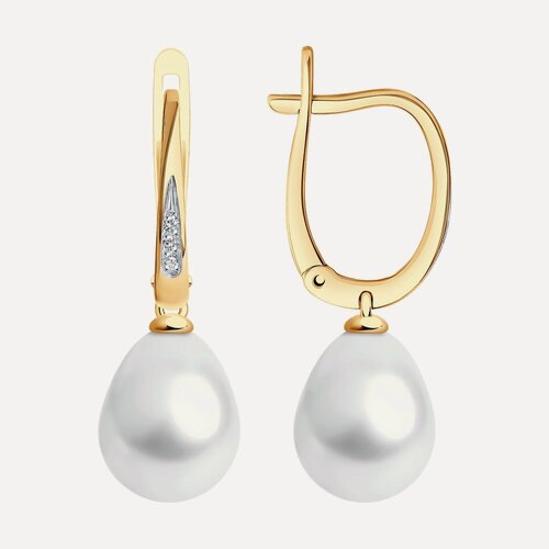 Изображение товара Серьги, красное золото, 585 проба, бриллиант, жемчуг