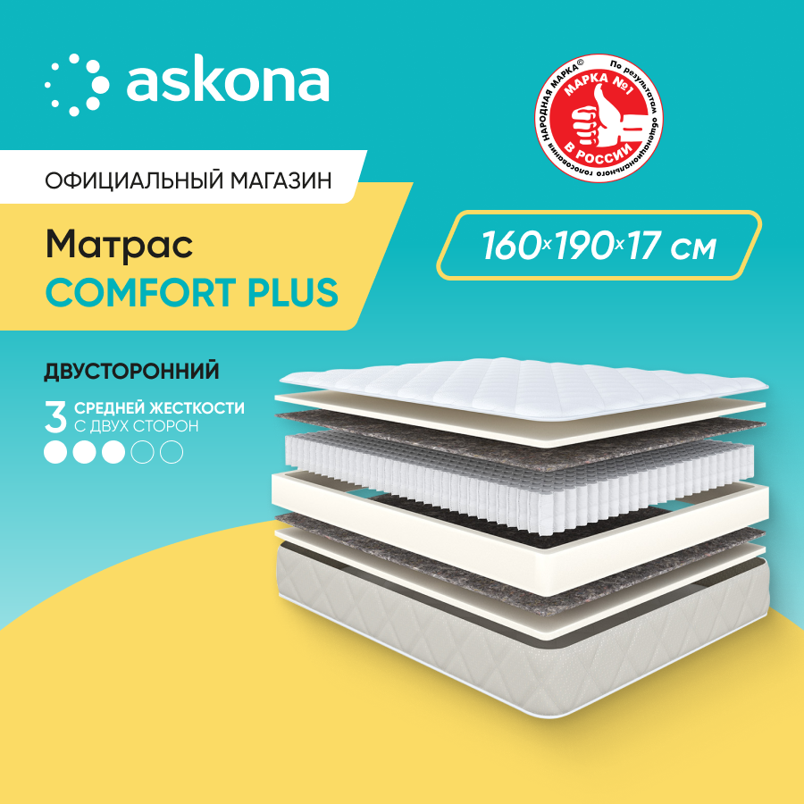 Матрас анатомический Askona (Аскона) COMFORT PLUS 160х190