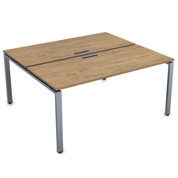 Бенч-система на 2 рабочих места Gloss Alsav СБД-П.978 П-образный металлокаркас Teakwood 1200*1435*750