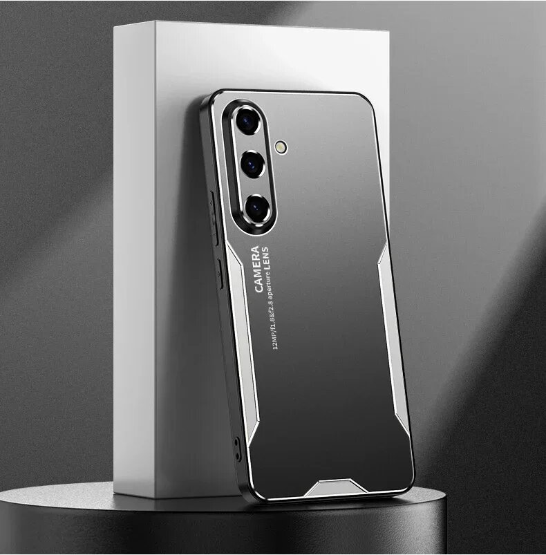 Противоударный чехол для Samsung Galaxy A56 A55 A54 A53 A52 A52S A36 A35 A34 A26 A25 A16 A15 A14 A71 Алюминиевый металлический бронированный чехол, Серебристый, A25 (5G)