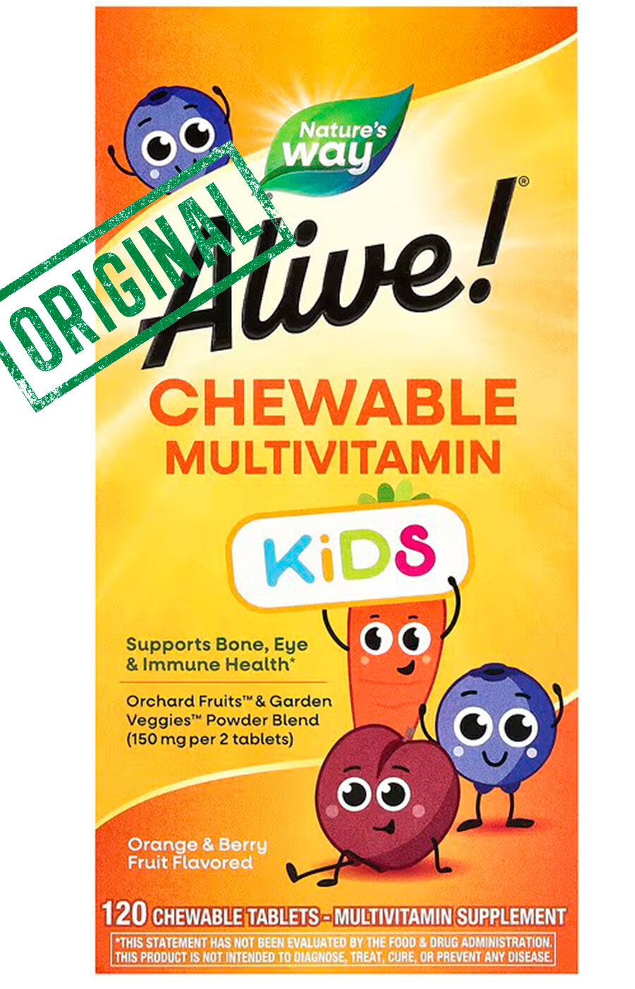 Natures Way Alive комплекс мультивитаминов для детей со вкусом апельсина и ягод 120 жевательных таблеток