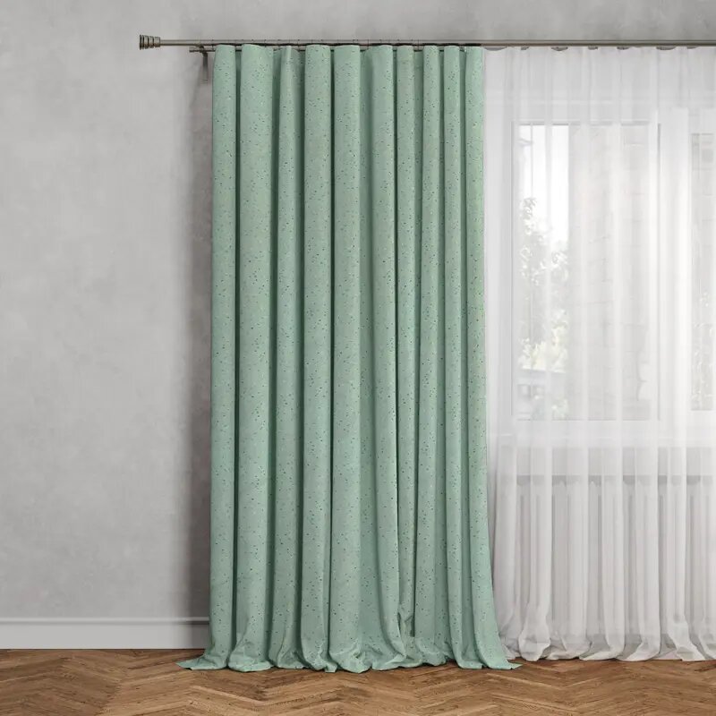 Штора на ленте Камни 160x260 см цвет голубой