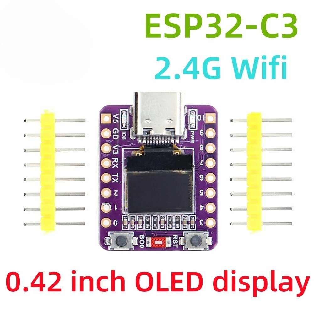 Плата ESP32-C3, OLED 0.42", керамическая антенна, Wi-Fi, Bluetooth
