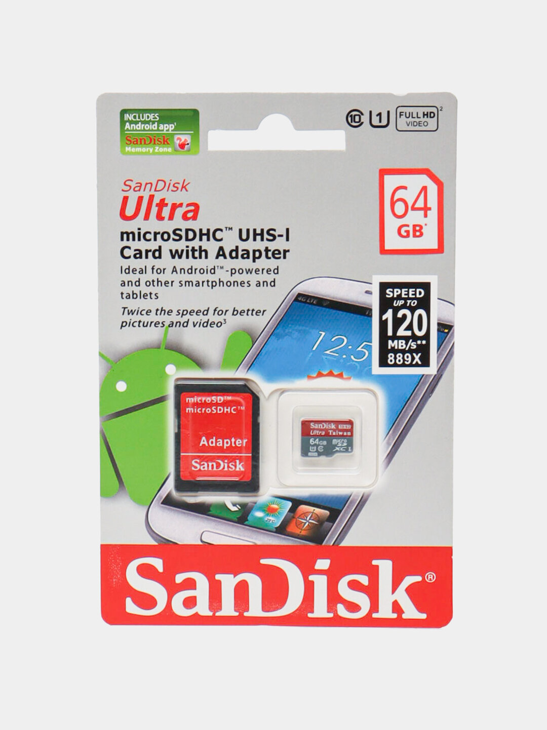 Флешка, карта памяти SnDsk Ultra micro xc1, с адаптером 32ГБ, — фото 1