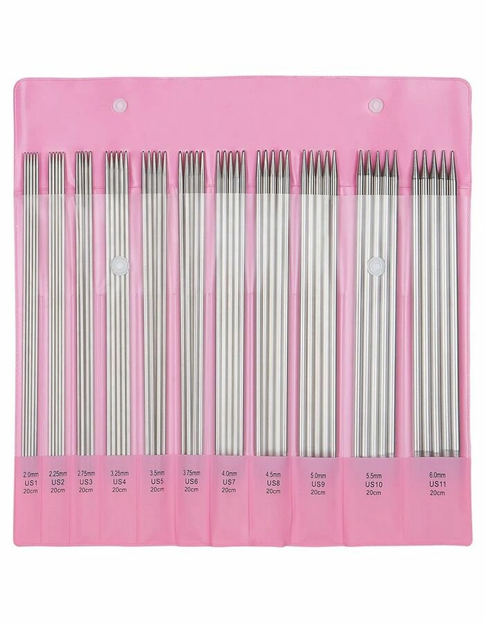 Набор спиц для вязания / спицы носочные металлические длина 20 см