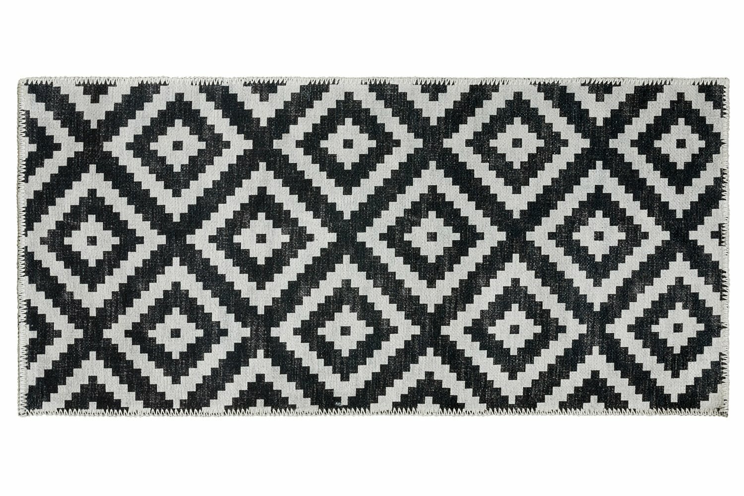 Ковёр на пол Teira 100х200 см прямоугольный полиэстер цвет чёрно-белый