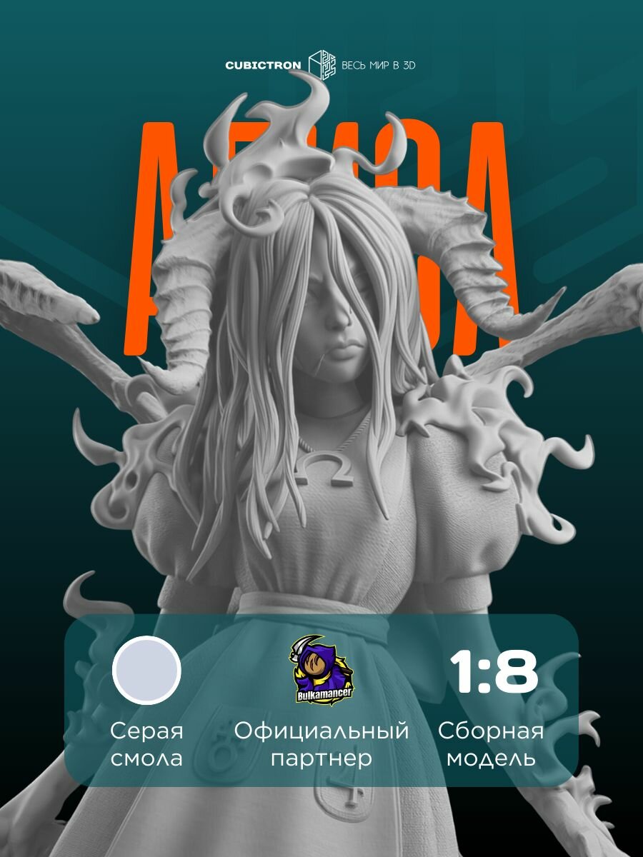 3D-фигурка "Алиса" из видеоигры American McGee Alice, серая, SLA-печать, 200 мм