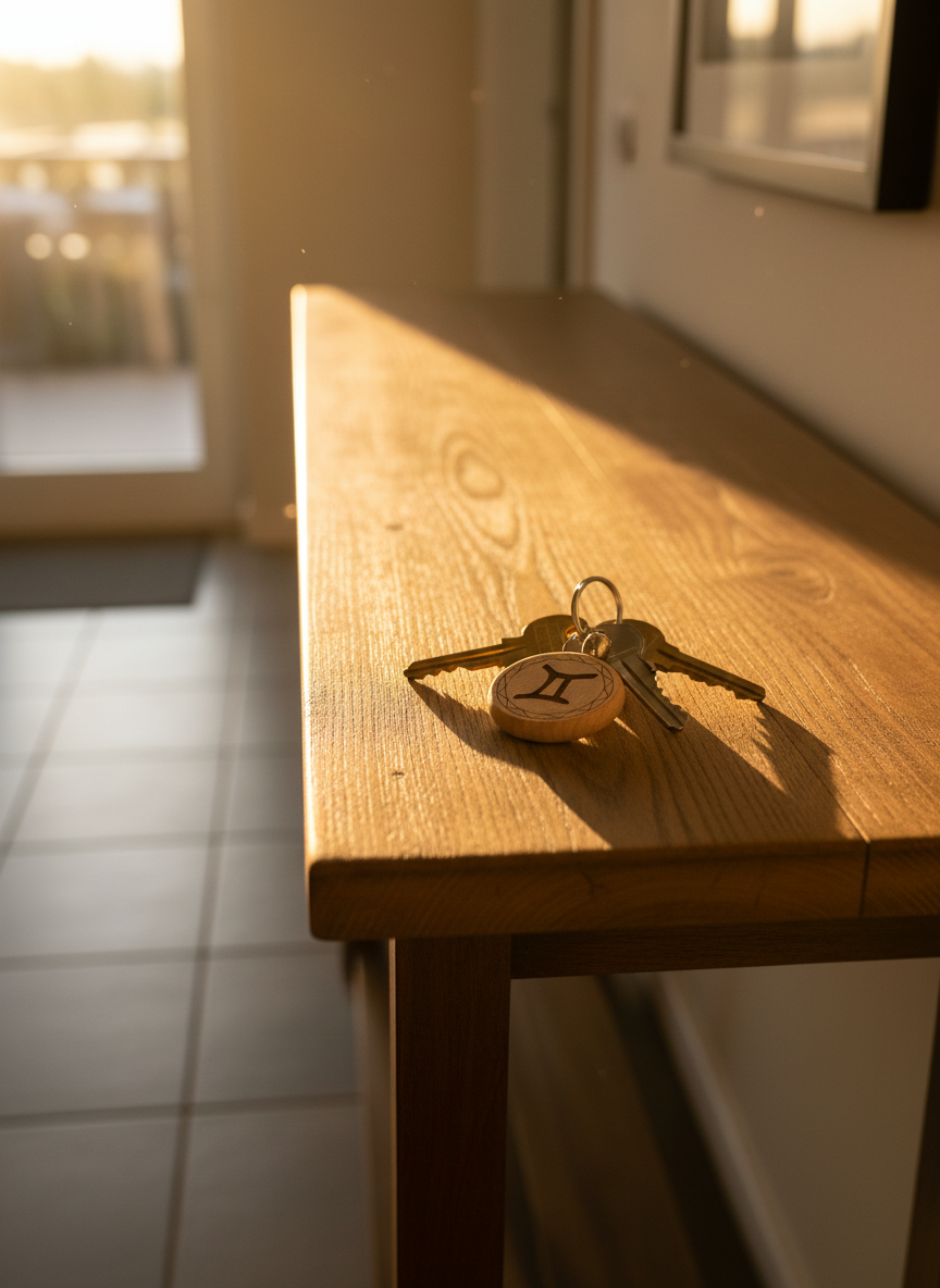 Брелок-талисман для Близнецов из натурального бука, 4 см, для защиты и успеха — фото 1