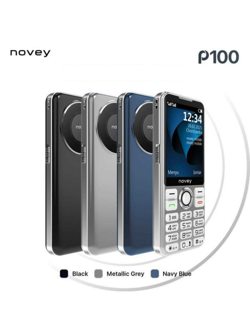 Кнопочный телефон Novey P100 2-SIM карты,1-SD Card черный без камеры