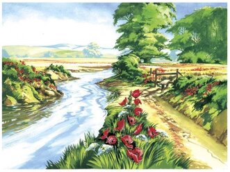 Остров сокровищ Картина по номерам "Цветы у ручья" (661619)39.5x29см