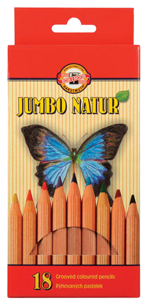 KOH-I-NOOR Набор цветных карандашей Jumbo Natur, 18 цветов (2173N18001KZ), 18 шт.