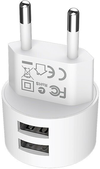 Сетевое зарядное устройство 2USB 2.4A с IC Borofone BA23A White — фото 1