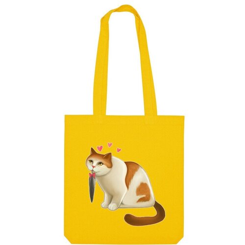 Сумка шоппер Us Basic, желтый мужская футболка влюбленный кот с пером m синий