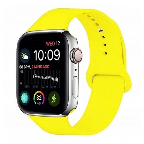 Ремешок силиконовый GSMIN Sport Band для Apple Watch Series 3 42/44 (Желтый)