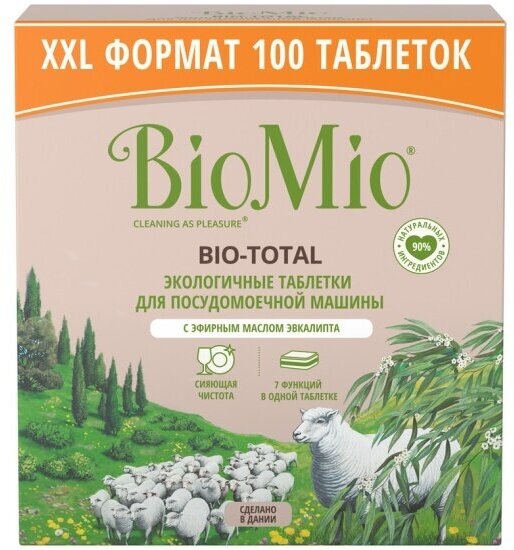 Таблетки для посудомоечных машин Biomio BIO-TOTAL 7в1 с маслом эвкалипта, 100 шт