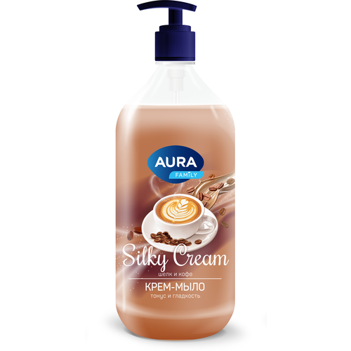 AURA Крем-мыло AURA Silky Cream шелк и кофе, 1000 мл