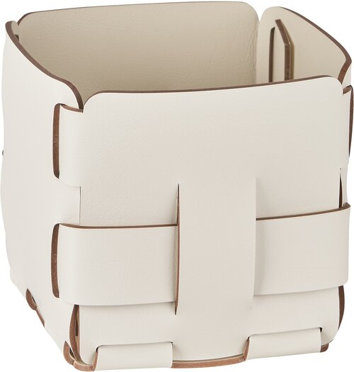 Настольная универсальная корзинка Mini Bottega для хранения, ADJ, 12х12х13см, натуральная кожа