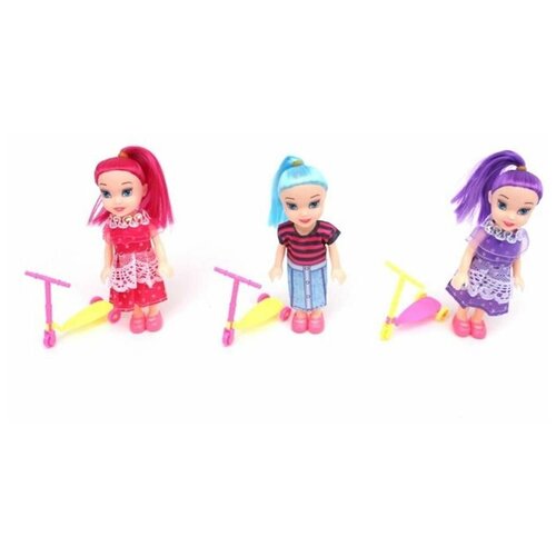 Кукла с цветными волосами, с самокатом, 1 упаковка кукла с цветными волосами в платье 1 упаковка