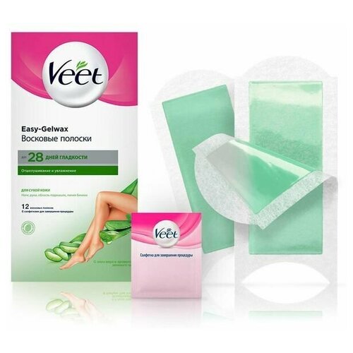 Восковые полоски , технология Easy Gel-wax для сухой кожи, 12 шт