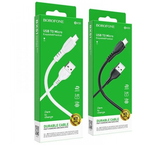 Data кабель USB Borofone BX51 USB to micro USB, белый