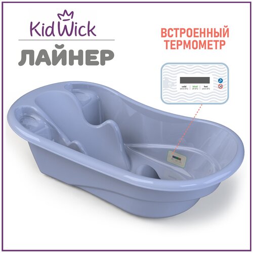 Ванночка для купания новорожденных Kidwick Лайнер, с термометром, фиолетовая