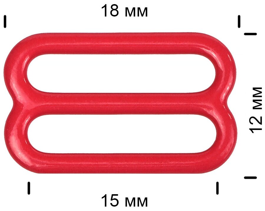 Пряжка регулятор для бюстгальтера металл TBY-57766 15мм цв. SD163 красный, уп.20шт