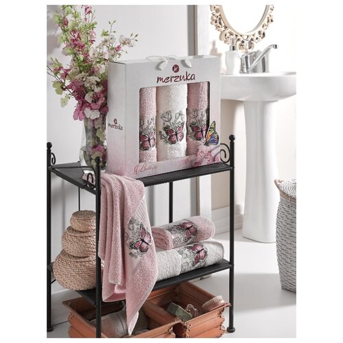 фото Oran merzuka полотенце butterfly цвет: розовый br18791 (50х80 см - 2 шт,70х130 см)