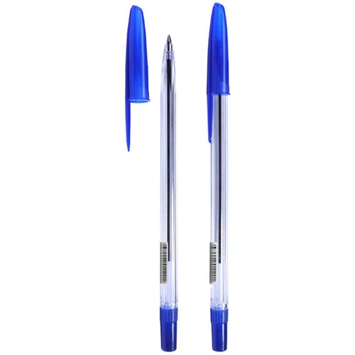 Ручка шариковая Стамм 111 синяя, 0,7мм, прозрачный корпус, 50 шт