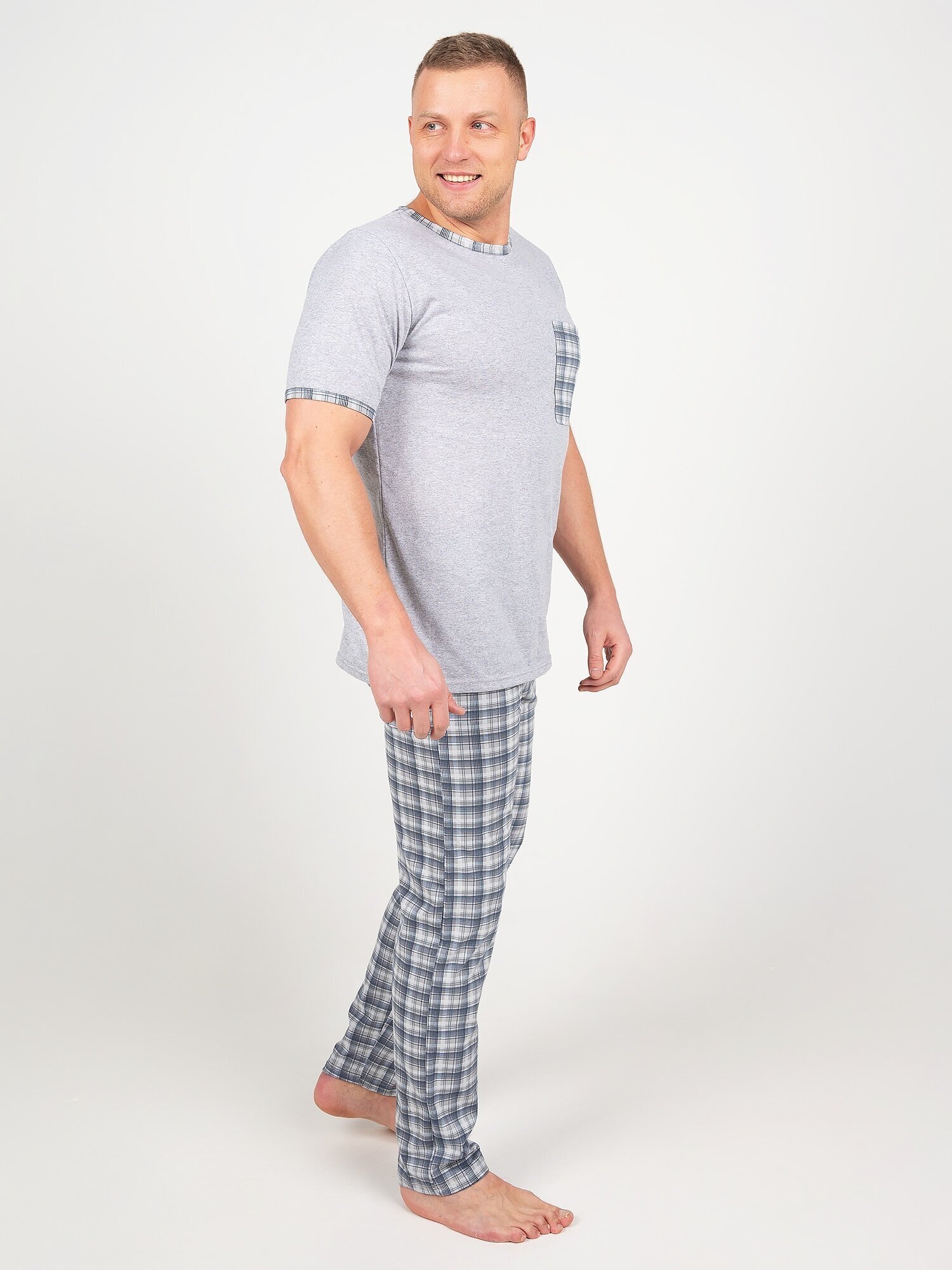 Пижама мужская, Ивелена, серая, 58 размер - фотография № 7