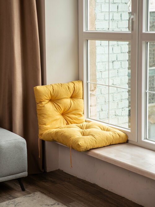 Матрас-подушка на качели, скамейку или подвесное кресло, жёлтая