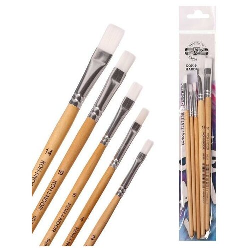 Набор кистей Синтетика 5 штуки Koh-I-Noor 2461014 плоские блистер 1188₽
