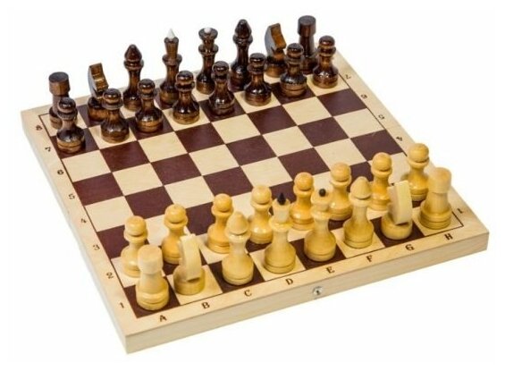 Шахматы обиходные парафинированные со складной доской 29 см.