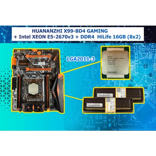 Комплект Материнская плата Huananzhi Gaming X99 BD4 LGA 2011-3 + Intel XEON E5-2670v3 + DDR4 Hi-Flash 16Gb (8x2)