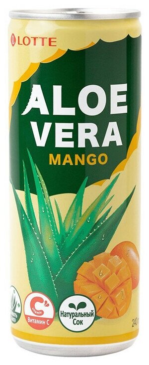 Напиток Lotte Aloe Vera Манго сокосодержащий с мякотью алоэ 240мл - фото №1