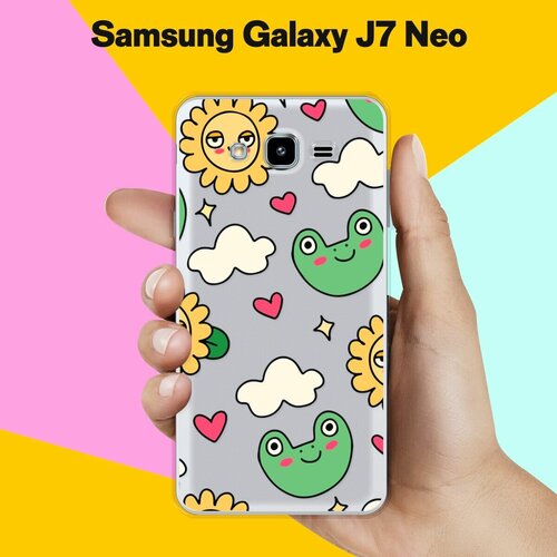 Силиконовый чехол на Samsung Galaxy J7 Neo Солнце / для Самсунг Галакси Джей 7 Нео матовый soft touch силиконовый чехол на samsung galaxy j7 neo самсунг джей 7 нео с 3d принтом duck swim ring черный