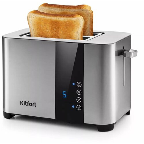 Тостер KITFORT KT-2047, 850 Вт, 2 тоста, 7 режимов, LED-дисплей, сталь, серебристый тостер kitfort kt 2026 6