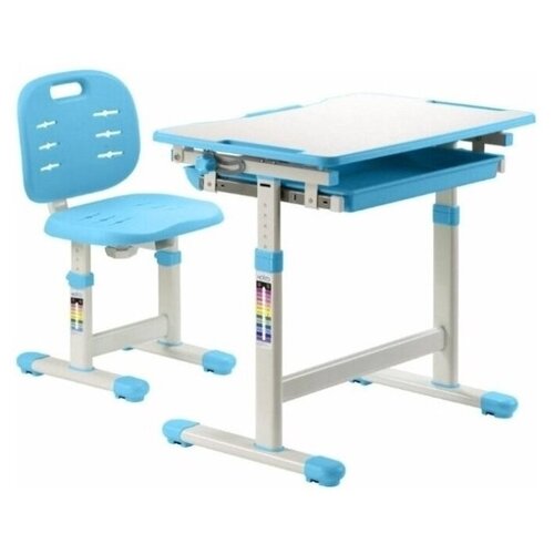 фото Комплект: детская растущая парта-трансформер (стол) и стул holto-2: (голубой)