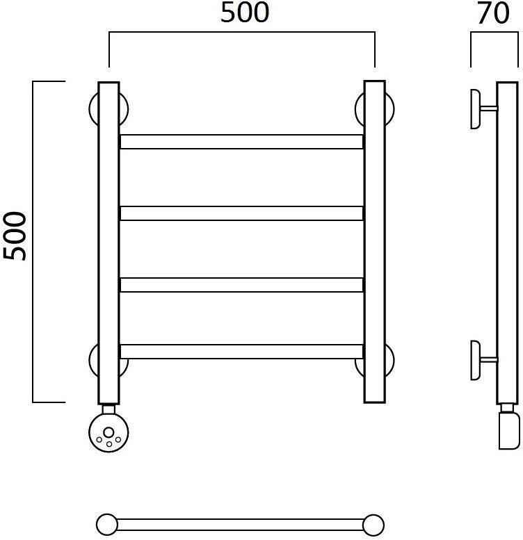 Электрический полотенцесушитель Акванерж прямая 500x500 левый терморегулятор - фотография № 4